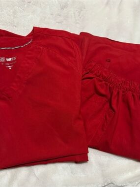 Wonder Wink Red Medical Scrub Top and Pants